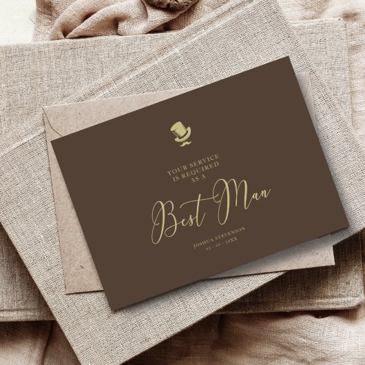 Brown Best Man Chic Wedding Simple proposal Kaart