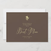 Brown Best Man Chic Wedding Simple proposal Kaart (Voorkant)