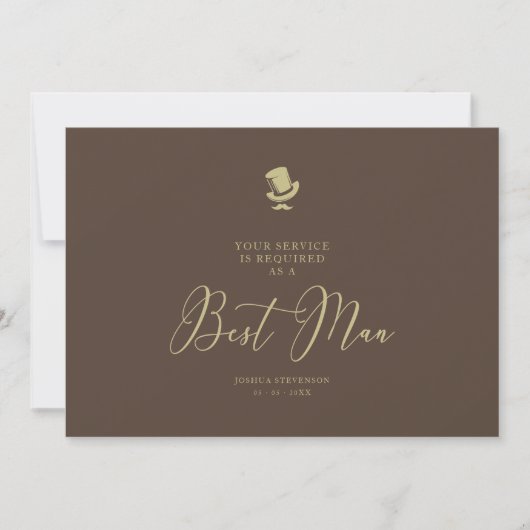Brown Best Man Chic Wedding Simple proposal Kaart (Voorkant)