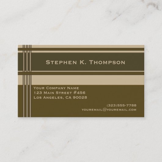 Brown Biege Professional Stripes Block Visitekaartje (Voorkant)