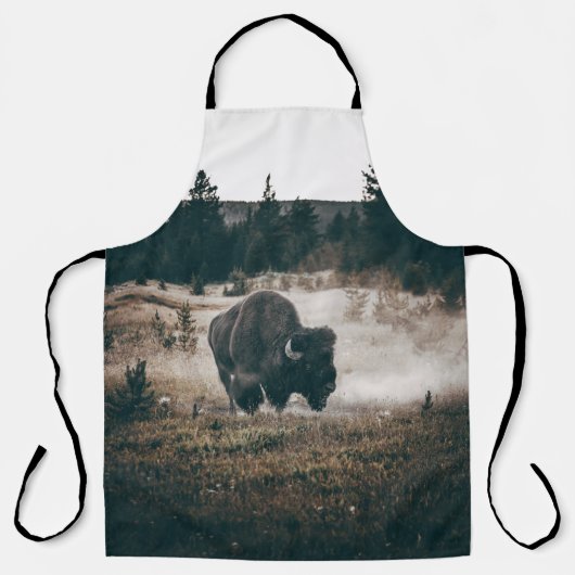 BROWN BISON OP BROWN GRASS FIELD TIJDENS DAG SCHORT (Voorkant)