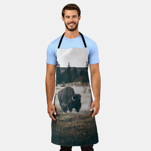 BROWN BISON OP BROWN GRASS FIELD TIJDENS DAG SCHORT (Gedragen)