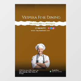 Brown Black Chef Restaurants and Food Lovers Raamsticker