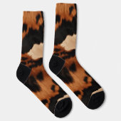 Brown Black Cream Faux Cow Print Sokken (Rechts)