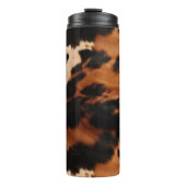 Brown Black Cream Faux Cow Print Thermosbeker (Voorkant)