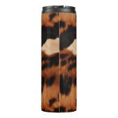Brown Black Cream Faux Cow Print Thermosbeker (Achterkant)