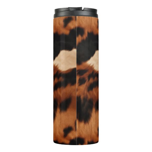 Brown Black Cream Faux Cow Print Thermosbeker (Achterkant)