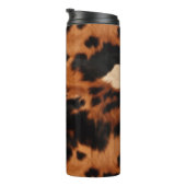 Brown Black Cream Faux Cow Print Thermosbeker (Geroteerd rechts)