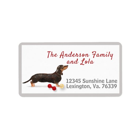 Brown Black Dachshund Home Return Label (Voorkant)