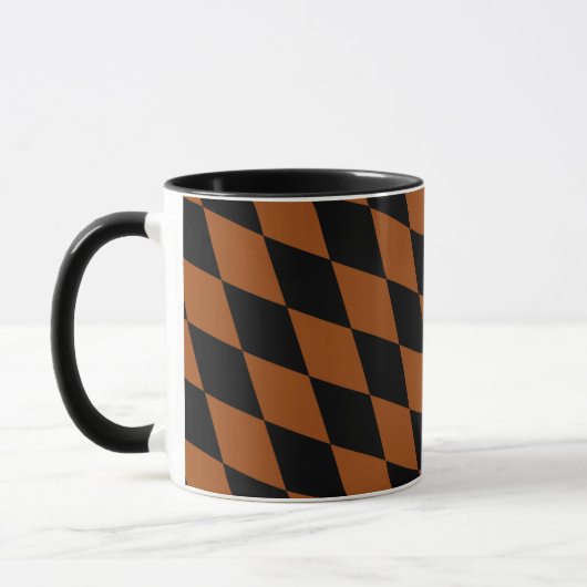 Brown Black Harlequin Diamonds Checkers Design Mok (Links)