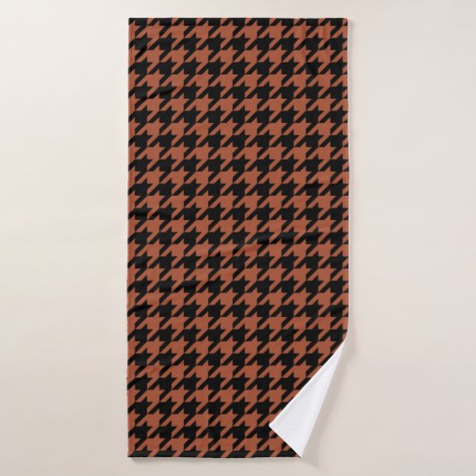 Brown Black Houndstooth Check Badhanddoek (Badhanddoek)