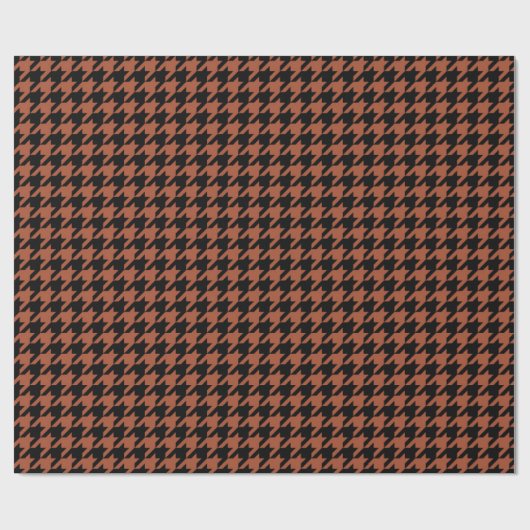 Brown Black Houndstooth Check Cadeaupapier (Vlak)