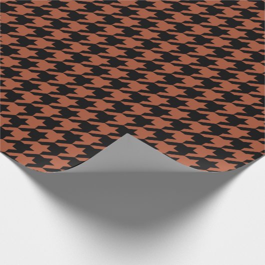 Brown Black Houndstooth Check Cadeaupapier (Hoek)