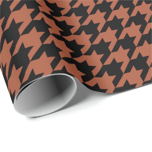 Brown Black Houndstooth Check Cadeaupapier (Rol Hoek)