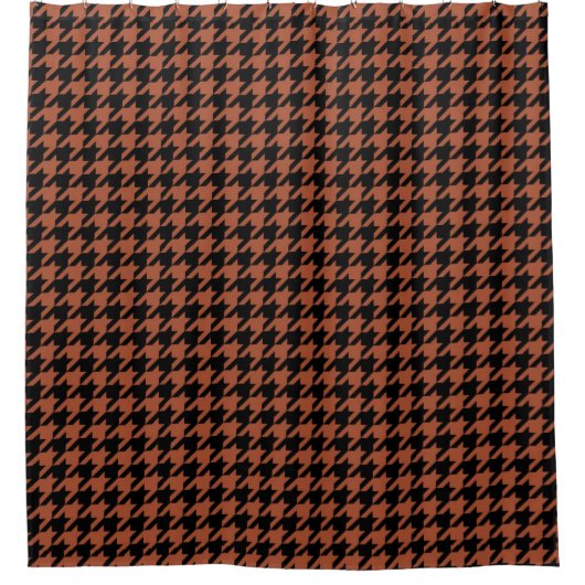 Brown Black Houndstooth Check Douchegordijn (Voorkant)
