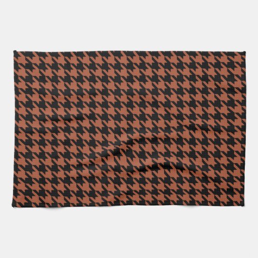 Brown Black Houndstooth Check Theedoek (Horizontaal)