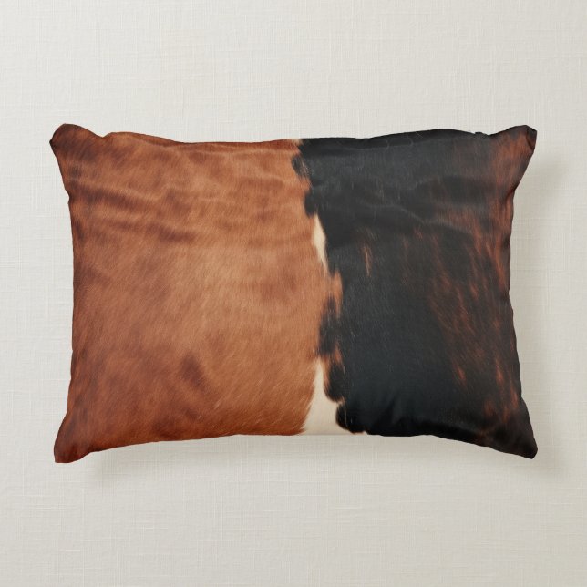 Brown Black Southwest Faux Koeienhuid Accent Kussen (Voorkant)