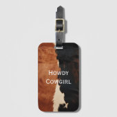 Brown Black Southwest Faux Koeienhuid Bagagelabel (Voorkant (verticaal))