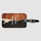 Brown Black Southwest Faux Koeienhuid Bagagelabel (Voorkant (horizontaal))