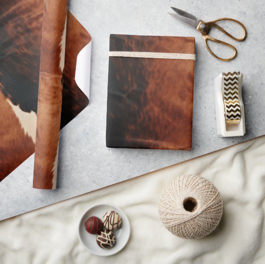 Brown Black Southwest Faux Koeienhuid Cadeaupapier (Crafts)