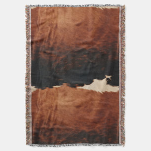 Brown Black Southwest Faux Koeienhuid Deken