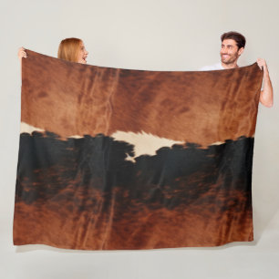 Brown Black Southwest Faux Koeienhuid Fleece Deken