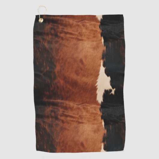 Brown Black Southwest Faux Koeienhuid Golfhanddoek (Voorkant)