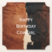 Brown Black Southwest Faux Koeienhuid Kartonnen Onderzetters (Voorkant)