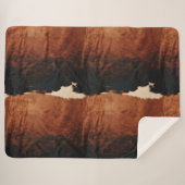 Brown Black Southwest Faux Koeienhuid Sherpa Deken (Voorkant (horizontaal))