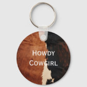 Brown Black Southwest Faux Koeienhuid Sleutelhanger (Voorkant)
