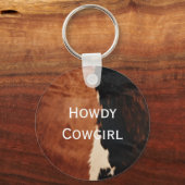 Brown Black Southwest Faux Koeienhuid Sleutelhanger (Voorkant)