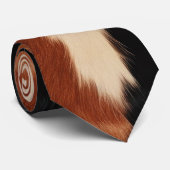 Brown Black Southwest Faux Koeienhuid Stropdas (Opgerold)
