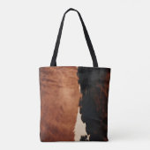 Brown Black Southwest Faux Koeienhuid Tote Bag (Achterkant)