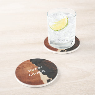 Brown Black Southwest Faux Koeienhuid Zandsteen Onderzetter