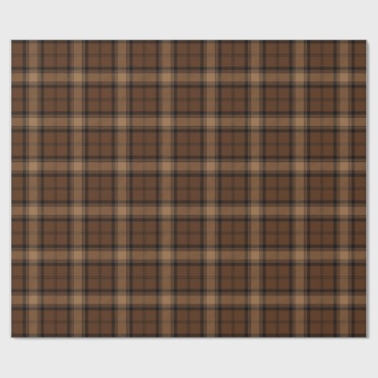 Brown Black Tartan Pset Scottish Kilt Pattern Cadeaupapier (Vlak)