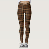 Brown Black Tartan Pset Scottish Kilt Pattern Leggings (Voorkant)