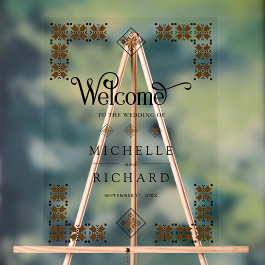 Brown Black Ukrainian Wedding Welcome Acryl Bord (Neutraal)