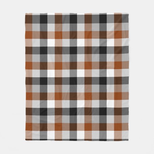 Brown Black White Twill Gingham Design Fleece Deken (Voorkant)