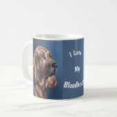 Brown Bloodhound oil painting mug Koffiemok (Voorkant links)