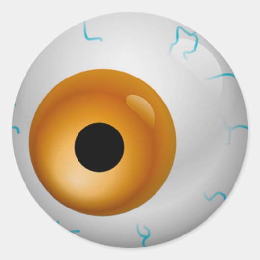 Brown Bloodshot Zombie Eyeball Halloween Ronde Sticker (Voorkant)