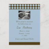 Brown & Blue Argyle aangekondigd () Aankondigingskaart (Voorkant)