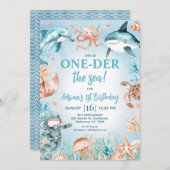 Brown Blue Boys Onender het Zee 1e verjaardag Kaart (Voorkant / Achterkant)