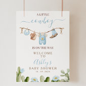 Brown Blue Cothes Cowboy Baby shower Welkomstbord Foto Afdruk