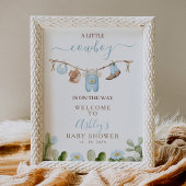 Brown Blue Cothes Cowboy Baby shower Welkomstbord Foto Afdruk