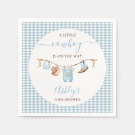 Brown Blue Cothesline Cowboy Baby shower Servet