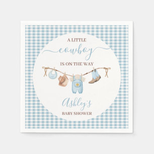 Brown Blue Cothesline Cowboy Baby shower Servet