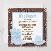 Brown Blue Cowboy Boots Cowboy Baby shower Kaart (Achterkant)