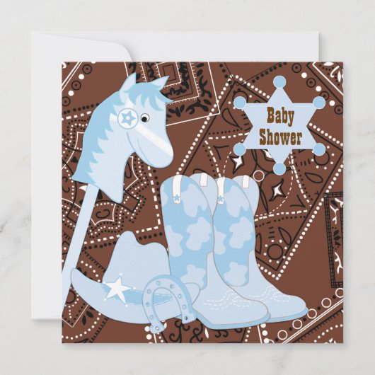 Brown Blue Cowboy Boots Cowboy Baby shower Kaart (Voorkant)