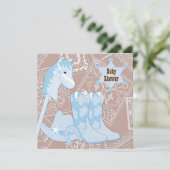 Brown Blue Cowboy Boots Cowboy Baby shower Kaart (Staand voorkant)