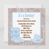 Brown Blue Cowboy Boots Cowboy Baby shower Kaart (Achterkant)